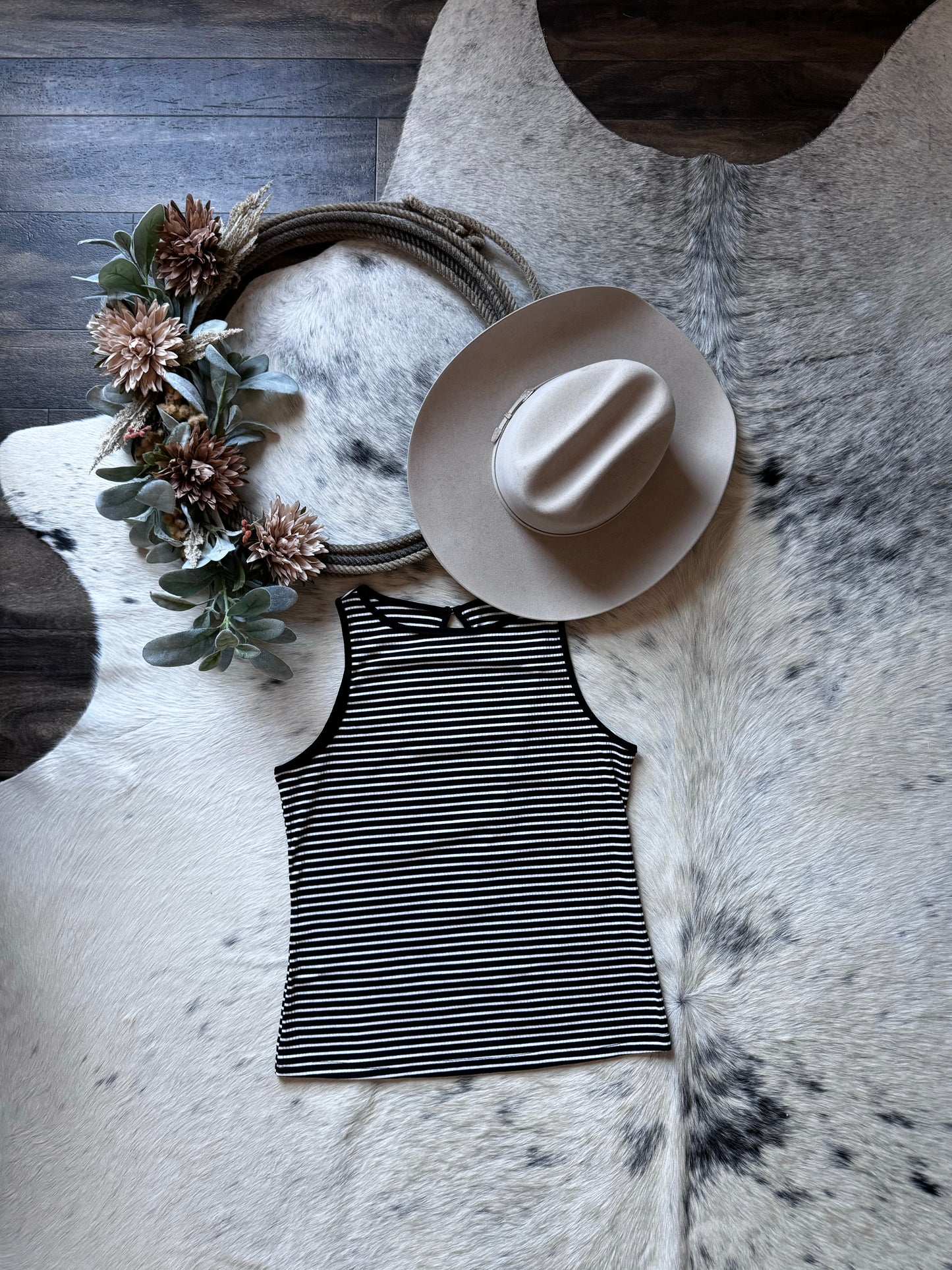 Striped Ribbed Knit Tank Top