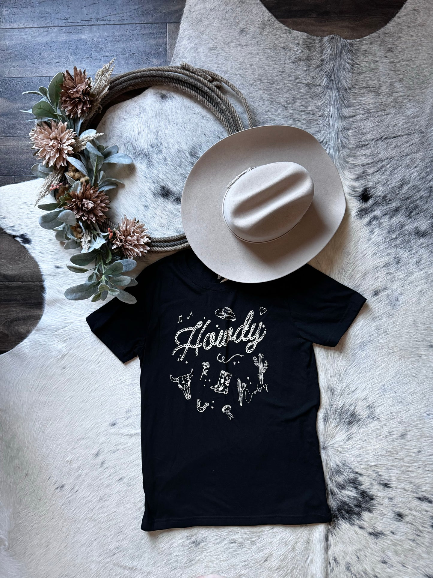 Howdy Cowboy Doodle Graphic Tee