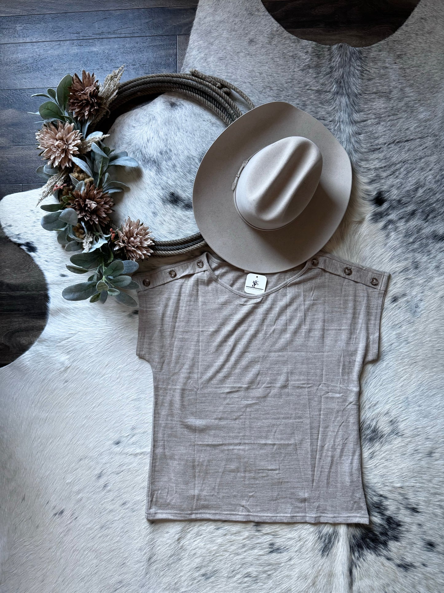 Tan Button Top