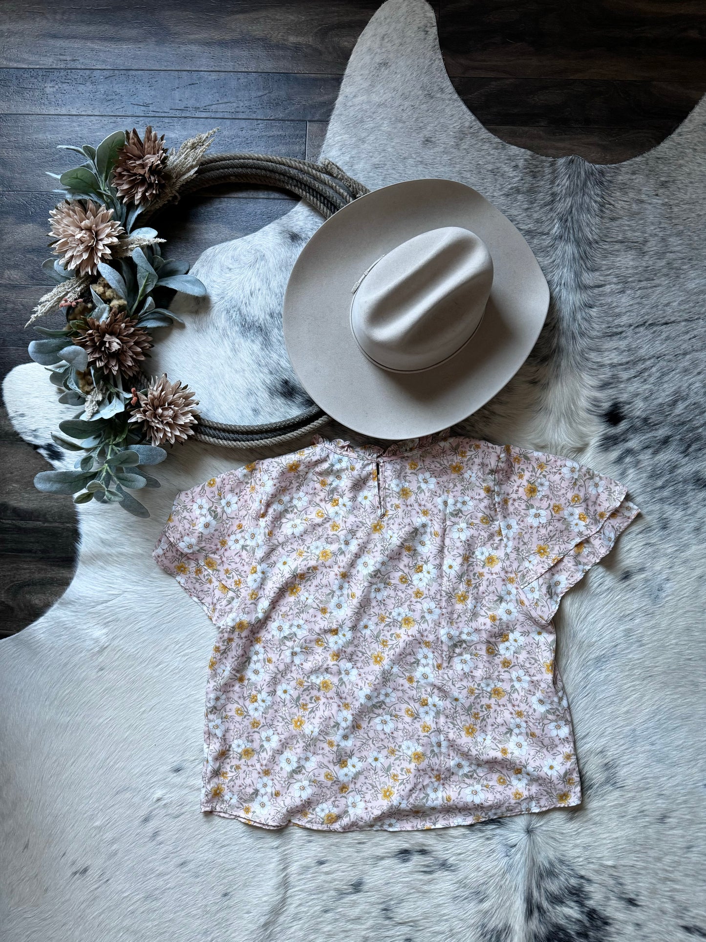 Spring Time Floral Trim Blouse