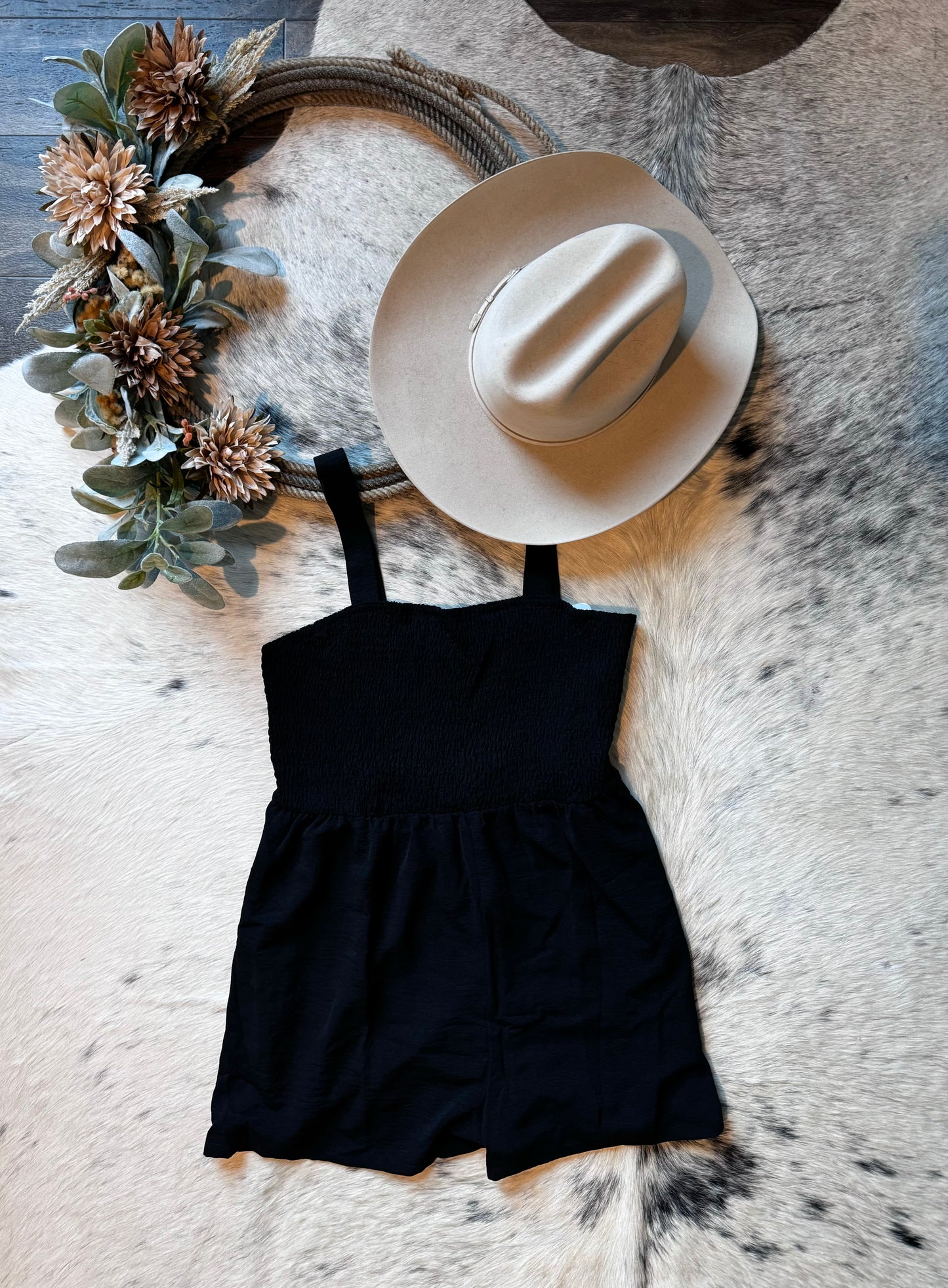 Casual Pocketed Smocked Sleeveless Romper