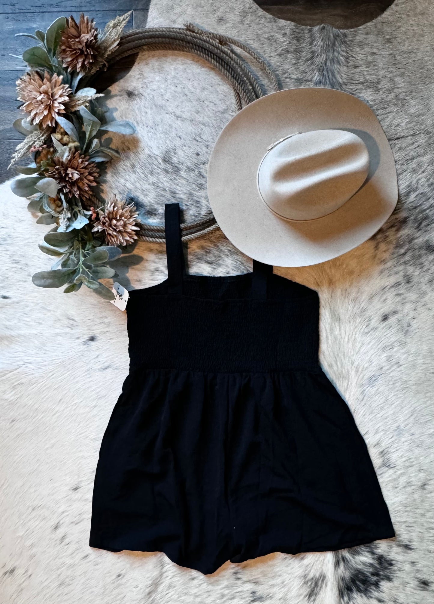 Casual Pocketed Smocked Sleeveless Romper