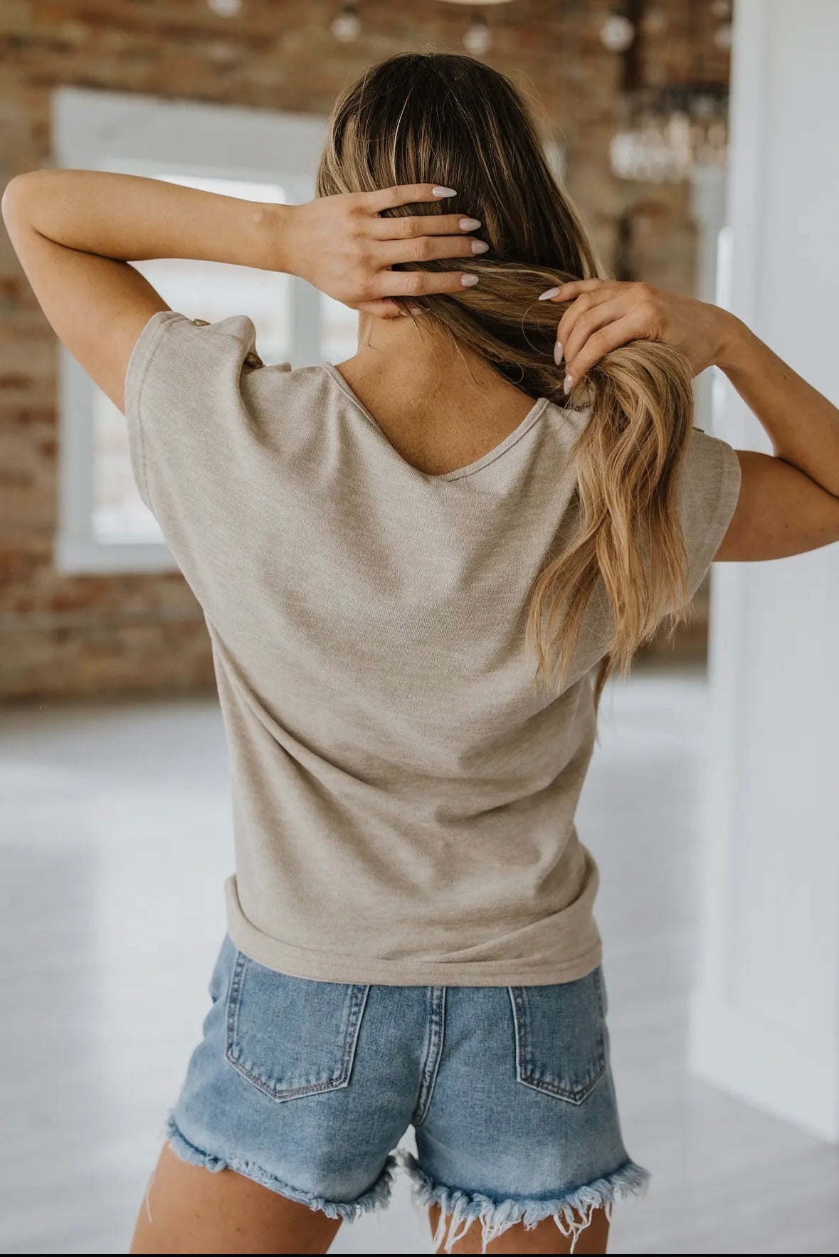 Tan Button Top