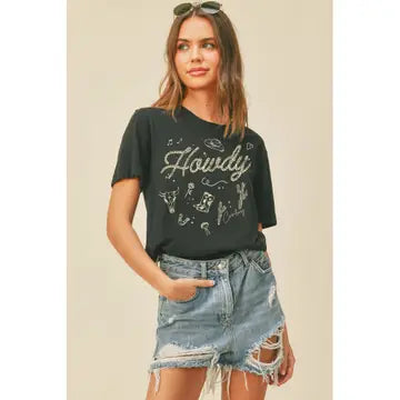 Howdy Cowboy Doodle Graphic Tee