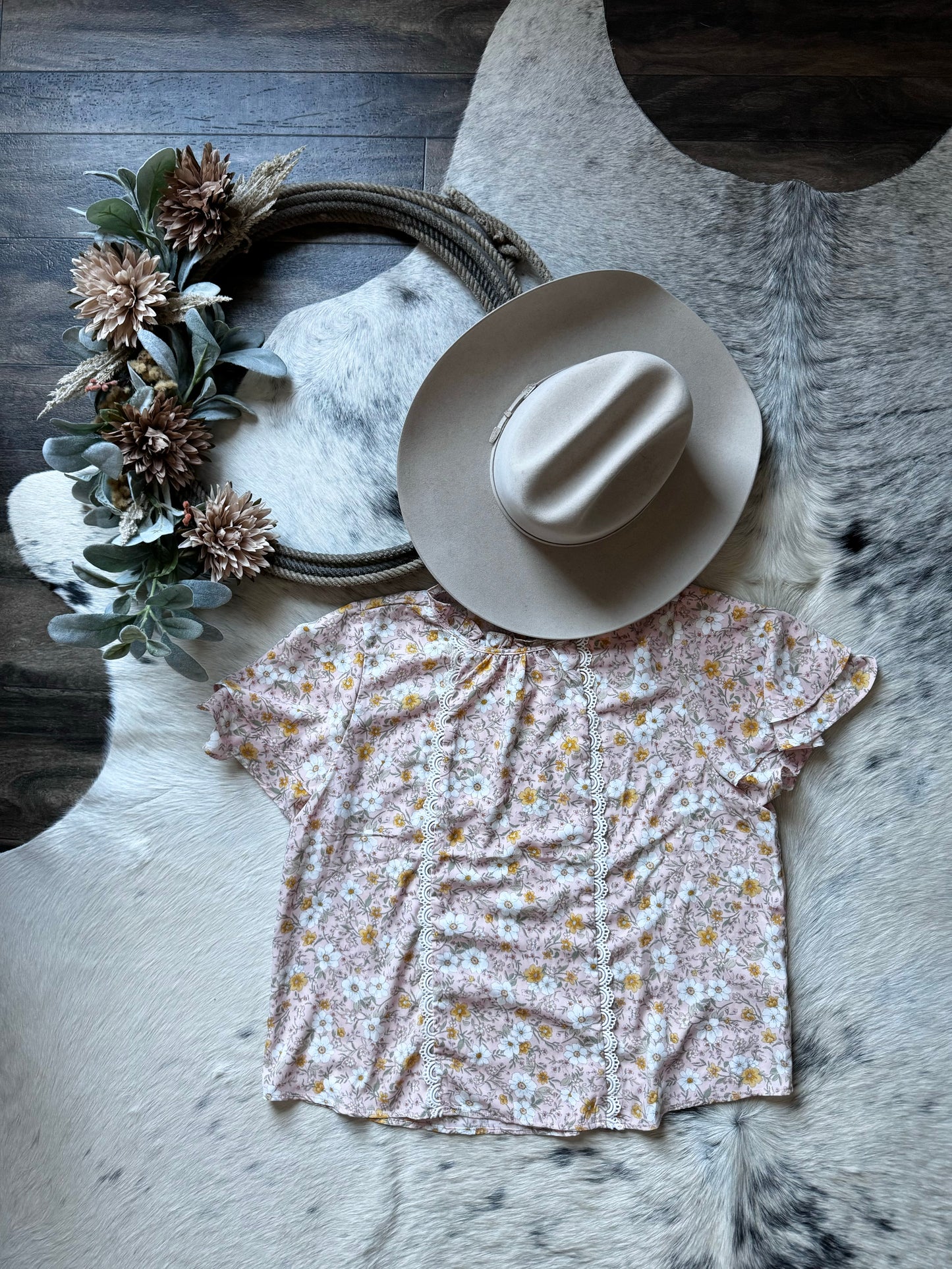 Spring Time Floral Trim Blouse