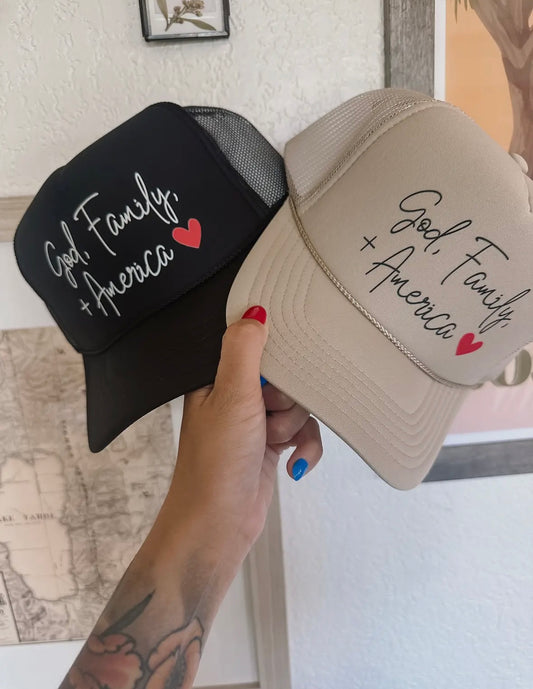 God, Family, and America Hat